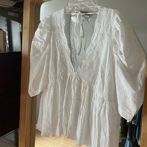 Anthropologie White Peplum Blouse